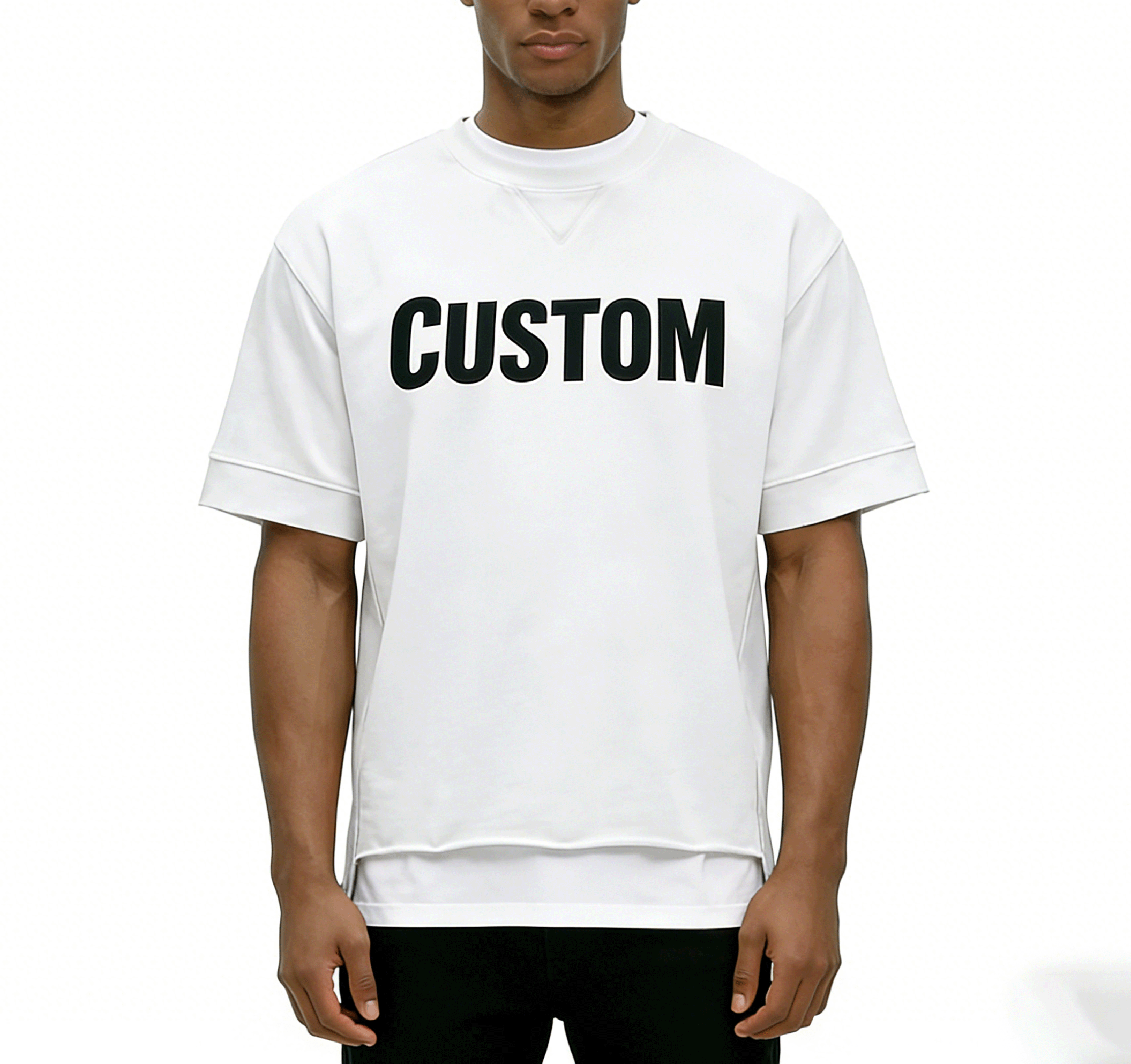 Men's T-Shirt 100% Cotton With Raw Hem Custom Oversized Solid Casual 260Gsm Digital Printing T Shirt For Men