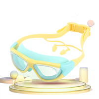 Masques de natation pour enfants à grande monture, haute définition, anti-buée, design monobloc, vision large, avec bouchons d'oreilles