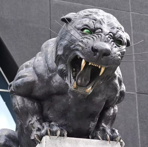 Ferocious bronzo pantera statua artigianale gatto selvatico scultura per il paesaggio all'aperto e spazi commerciali pantera nera - Product Image 1