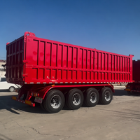 Semi-remorque benne arrière en acier en forme de U à quatre essieux, capacité 50 tonnes, prix direct usine, pour le transport