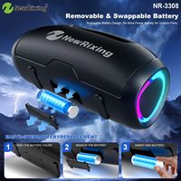 Altavoz para Exteriores NR-3308M de 20W con Luces RGB, Sonido Estéreo, Alta Potencia, Portátil