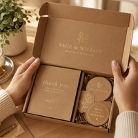 Kit de marquage personnalisé en carton kraft écologique, comprenant boîte d'expédition, carte de remerciement et autocollant de scellage, pour démarrage Shopify, déballage DTC, faible MOQ