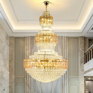 โคมไฟระย้าคริสตัลสุดหรูสไตล์โมเดิร์นมินิมอลสำหรับโรงแรม วิลล่าดูเพล็กซ์ขนาดใหญ่ เหมาะสำหรับห้องนั่งเล่นและห้องรับประทานอาหาร ใช้ไฟ 220V AC - Product Image 1