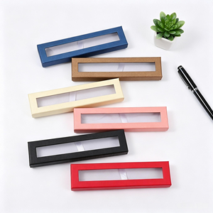 En stock : Boîte d'emballage haut et bas avec fenêtre en papier pour stylo de nettoyage de vitres, insert en ruban pour écriture et cadeaux, plusieurs couleurs disponibles - Product Image 4