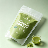 Sacs en Mylar givrés personnalisés de qualité alimentaire, semi-transparents, avec fermeture éclair, pour emballages de poudre de matcha