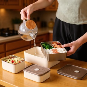 304 Stainless Steel Insulated Lunch Box Rectangle Clip-On Lid Food Storage <b>Container</b> For Students Office Workers Refrigerator - Product Image 3