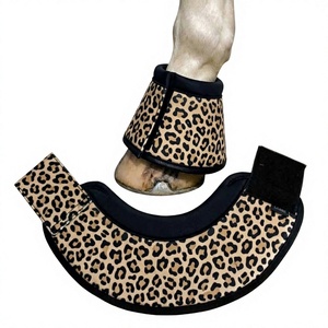 Premium Cheetah Pattern Printed Polyester Fabric Neoprene Padded <b>Waterproof</b> <b>Lightweight</b> Horse Bell <b>Boots</b> High Elastic Protective - Product Image 3