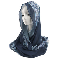 Hijab long en mousseline de soie pour femmes musulmanes malaisiennes, motif floral ondulé, couleurs dégradées, toutes saisons