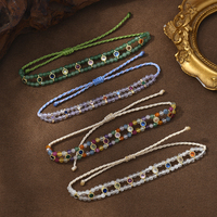 Gelang manik-manik berlapis ganda zirkon dengan batu kuarsa alami facet berkualitas tinggi Eropa Amerika, perhiasan retro eksotis, hadiah