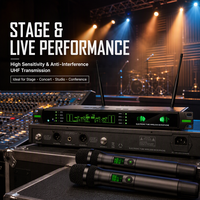 Système de microphone sans fil à tube électronique XUNGUAN M-17 Pro avec deux émetteurs portatifs et un récepteur sur rack pour karaoké et scène