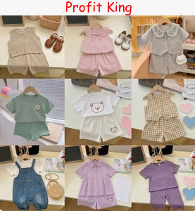 Ensembles de vêtements d'été en coton Profit King pour enfants, styles variés, hauts à manches courtes et shorts pour filles et garçons, tenues pour enfants - Product Image 6