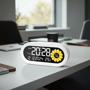 Đa Chức Năng Thông Minh Đồng Hồ Báo Thức Va Hai-Màu <span class=keywords><strong>LCD</strong></span> Hiển Thị Im Lặng Có Thể Sạc Lại Cánh Hoa Du Lịch Đồng Hồ/Tuần/Ngày Đồng Hồ Máy Tính Để Bàn - Product Image 1