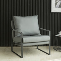 Fauteuil de salon de style milieu du siècle cuir marron cadre en métal chambre fauteuil occasionnel