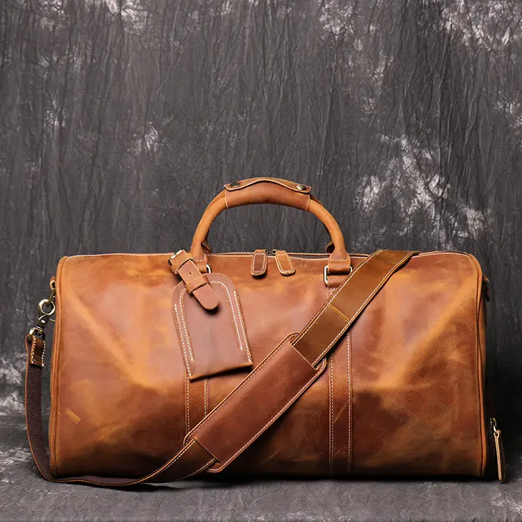 Bán Buôn Da Du Lịch Qua Đêm Cuối Tuần Thể Thao Phòng Tập Thể Dục Duffel Carry On Bag Handmade Tùy Chỉnh Da Duffle Túi Cho Nam Giới