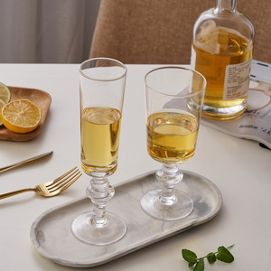 Vintage Ribbed Design Glassware Wholesale European French Classical Style Wine Glasses <strong>Champagne</strong> <strong>Sweet</strong> Wine Cup - Product Image 2