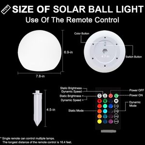 Açık bahçe IP65 su geçirmez plastik <span class=keywords><strong>LED</strong></span> güneş yüzen top ışık uzaktan kumanda veranda manzara olay parti akülü - Product Image 6