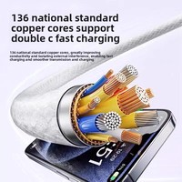 Câble tressé USB-C vers USB-C à charge rapide 30W PD pour iPhone 15/16 Pro Max, cordon de transfert de données en nylon 1M
