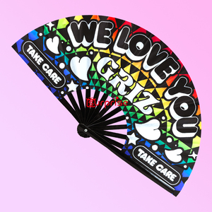 Abanico Plegable Personalizado Impreso a Todo Color de 13 Pulgadas, Abanico de Bambú con Sonido Fuerte para Fiestas y Discotecas, Venta al Por Mayor - Product Image 4