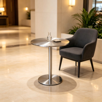 Table à piétement rond en acier brossé, base de table d'appoint en métal à colonne unique pour café, salon, maison, balcon