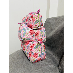 Versatile 3-Piece Set Quilted Cosmetic <b>Bag</b> With Zipper & Floral Printed Design Multi Purpose <b>Toiletry</b> <b>Bag</b> for Everyday Use - Product Image 1