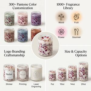 Bougie de luxe vintage parfumée aux plantes, en cire de soja, avec fleurs séchées, faite à la main, dans un bocal en verre, pour Pâques, Ramadan, décoration esthétique pour la maison, vente en gros - Product Image 2