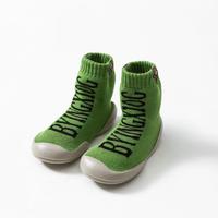 Chaussures chaussettes tricotées montantes vert herbe respirantes pour bébé, souples et flexibles, semelle antidérapante en TPE, vente en gros B2B