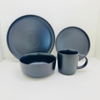 Service de table en grès noir Guangda |   Vaisselle de luxe avec assiettes et tasses |   Résistant à la chaleur, compatible lave-vaisselle, écologique