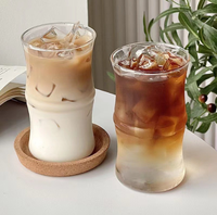 Gobelet à café en verre borosilicate transparent réutilisable à double paroi rayé personnalisé, anti-fuite, cadeaux promotionnels, sans BPA