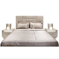 SANSENG HS5029 Lit à sommier moderne de luxe, cadre en bois massif, cuir véritable, écologique, taille King/Queen, design modulaire, pas cher