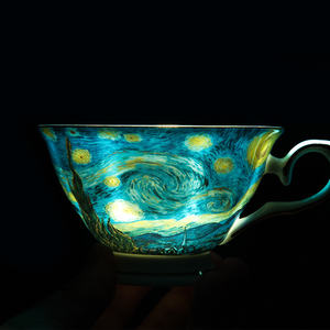 Taza de té de recuerdo con pintura de Van Gogh, taza y platillo de cerámica de 220 ml de la noche estrellada/taza y platillo de café de porcelana fina de hueso - Product Image 5