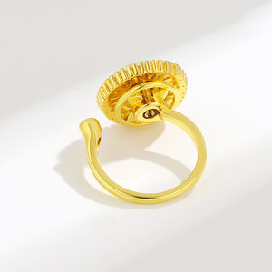 Anillos Abiertos Ajustables con Doble Halo Giratorio y Zirconia Cúbica, Joyería Geométrica con Perlas y Baño de Oro sobre Cobre - Product Image 5