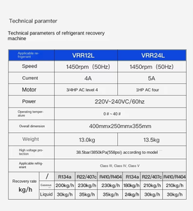 Taşınabilir 1/2 çift silindirli klima soğutucu kurtarma makinesi uçan VRR12L/24L/24C/24M-C ısı alışverişi ekipmanı - Product Image 4