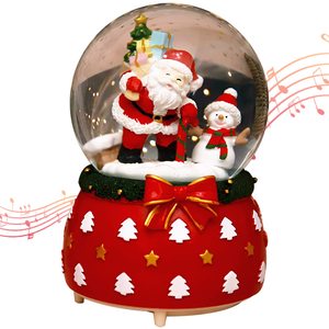 Globe à eau de Noël écologique <span class=keywords><strong>en</strong></span> résine <span class=keywords><strong>avec</strong></span> Père Noël, bonhomme de neige, sapin de Noël, flocon de neige lumineux et musique, artisanat peint à la main - Product Image 5
