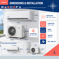 AC Tenaga Surya 9000 BTU Smart WIFI DC Inverter Wall Split Hybrid Solar Aircon Pendingin Pemanas Hemat Energi Rumah Tenang