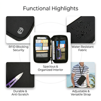 Organisateur de voyage portable avec sécurité RFID, multi-poches, étui à passeport en tissu Oxford imperméable pour les voyages internationaux en famille