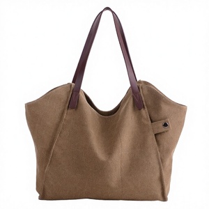 กระเป๋าสะพายไหล่ผ้าแคนวาสสำหรับผู้หญิง พร้อมซิปปิดและซับในไนลอน-กระเป๋าถือใบใหญ่สำหรับช้อปปิ้งวันหยุดสุดสัปดาห์ - Product Image 2