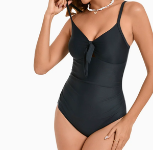 Nuevo Traje de Baño de Una Pieza con Lazo, de Talla <span class=keywords><strong>Grande</strong></span>, Elástico, Sexy, Estilo Europeo y Americano, de Color Sólido, para <span class=keywords><strong>Mujer</strong></span> - Product Image 2
