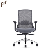 Chaise de bureau ergonomique moderne en maille, pivotante, avec support lombaire, dossier moyen, réglable, pour personnel exécutif, gris