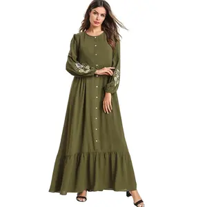 Muslim Robe Long Sleeve Single Row Front Cardigan Skirt Plus-size Dress Embroidered Dress Cape Style Dubai Abaya
