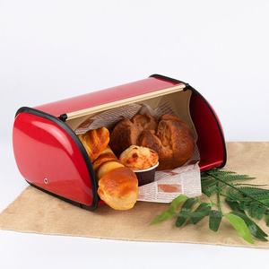 Countertop Drum Type <strong>Roll</strong> <strong>Top</strong> <strong>Bread</strong> <strong>Bin</strong> Black Food Storage Box Metal Iron Kitchen <strong>Bread</strong> Box - Product Image 3