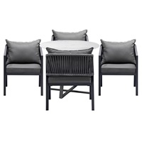 Table et chaises d'extérieur en pierre de style luxe léger, ensemble de table et de chaises de salon de jardin