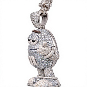 Pendentif personnalisé en moissanite glacée, motif dessin animé, en argent 925 plaqué or, micro-incrustation, breloque hip-hop pour bijoux de fête - Product Image 2