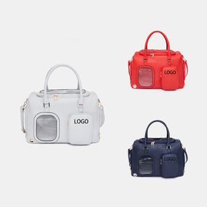 Sac de transport carré de luxe pour <span class=keywords><strong>chien</strong></span> en cuir PU, avec fermeture éclair, fenêtre supérieure en maille respirante, approuvé par les compagnies aériennes, grande capacité, chaud - Product Image 3