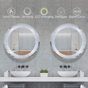 Espejo de <span class=keywords><strong>Baño</strong></span> Redondo Moderno de Tamaño Personalizado, Espejo con Iluminación para Baños con Tira de Luz de Tres Colores de Cristal para Ducha - Product Image 4