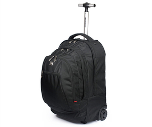 SUISSEWIN <strong>Black</strong> Wheeled <strong>Backpack</strong> Trolley Travel Business <strong>Backpack</strong> Trolley <strong>Man</strong> Bag Laptop <strong>Backpack</strong> with Wheels - Product Image 3