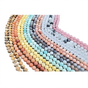 Natural Matte Round Gemstone Beads 4mm 6mm 8mm 10mm Jewelry Making Amethyst Rose Quartz Crystal Jade - Product Image 1