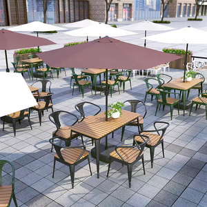 Ensemble de table et de chaises en fer forgé pour l'extérieur, <span class=keywords><strong>restaurant</strong></span> et hôtel modernes, résistant à l'eau, durable, mobilier commercial pour 6 personnes - Product Image 5