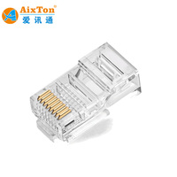 Connecteur mâle RJ45 UTP Cat6 8P8C non blindé en matériau PC plaqué or 1U 3U 15U 30U, conforme RoHS, 24AWG