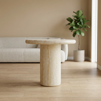 Table basse en ciment beige naturel, aspect pierre massif, contemporaine, écologique, faite à la main, durable, meubles de salon