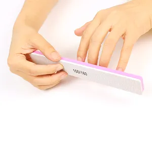 Custom Private Label Rectangle Nail File Double-sided Sponge Emery Board Nail File Pink